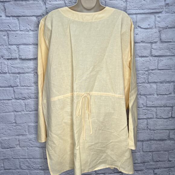 Coldwater Creek One Button Linen Cardigan Top Yellow Size 1X Tie Back New - Picture 5 of 6